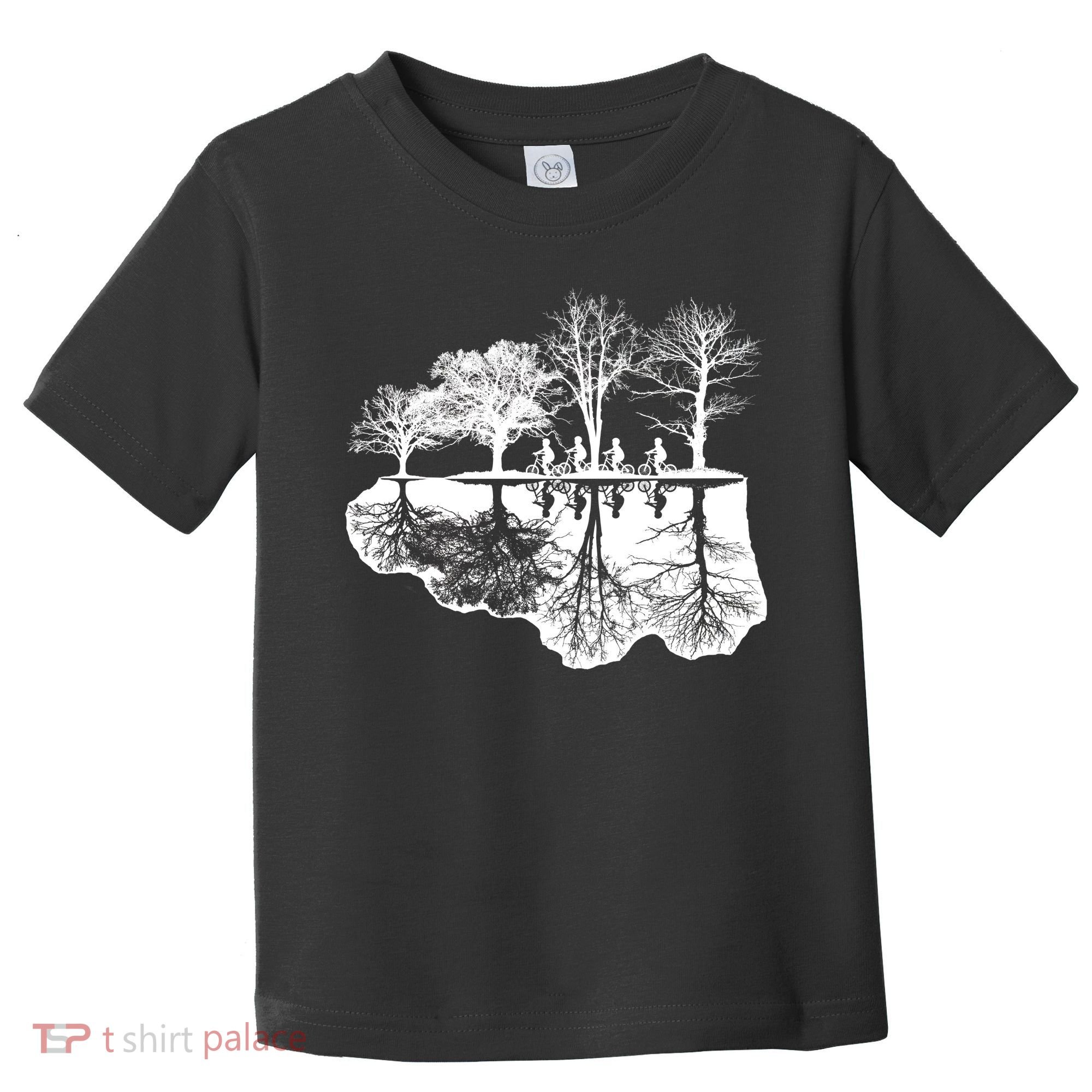 Kids Riding Bikes Through Trees Upside Down Toddler T-Shirt