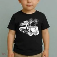 Kids Riding Bikes Through Trees Upside Down Toddler T-Shirt thumb 2