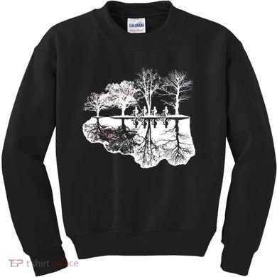 Kids Riding Bikes Through Trees Upside Down Kids Sweatshirt