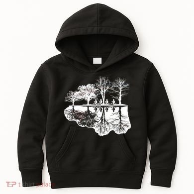 Kids Riding Bikes Through Trees Upside Down Kids Hoodie