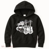 Kids Riding Bikes Through Trees Upside Down Kids Hoodie thumb 0