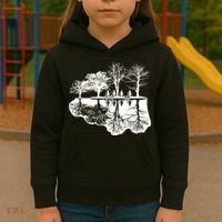 Kids Riding Bikes Through Trees Upside Down Kids Hoodie thumb 3