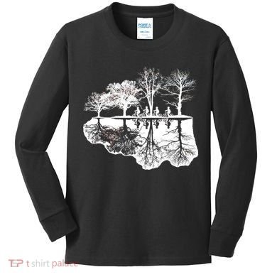 Kids Riding Bikes Through Trees Upside Down Kids Long Sleeve Shirt