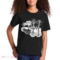 Kids Riding Bikes Through Trees Upside Down Kids T-Shirt thumb 2