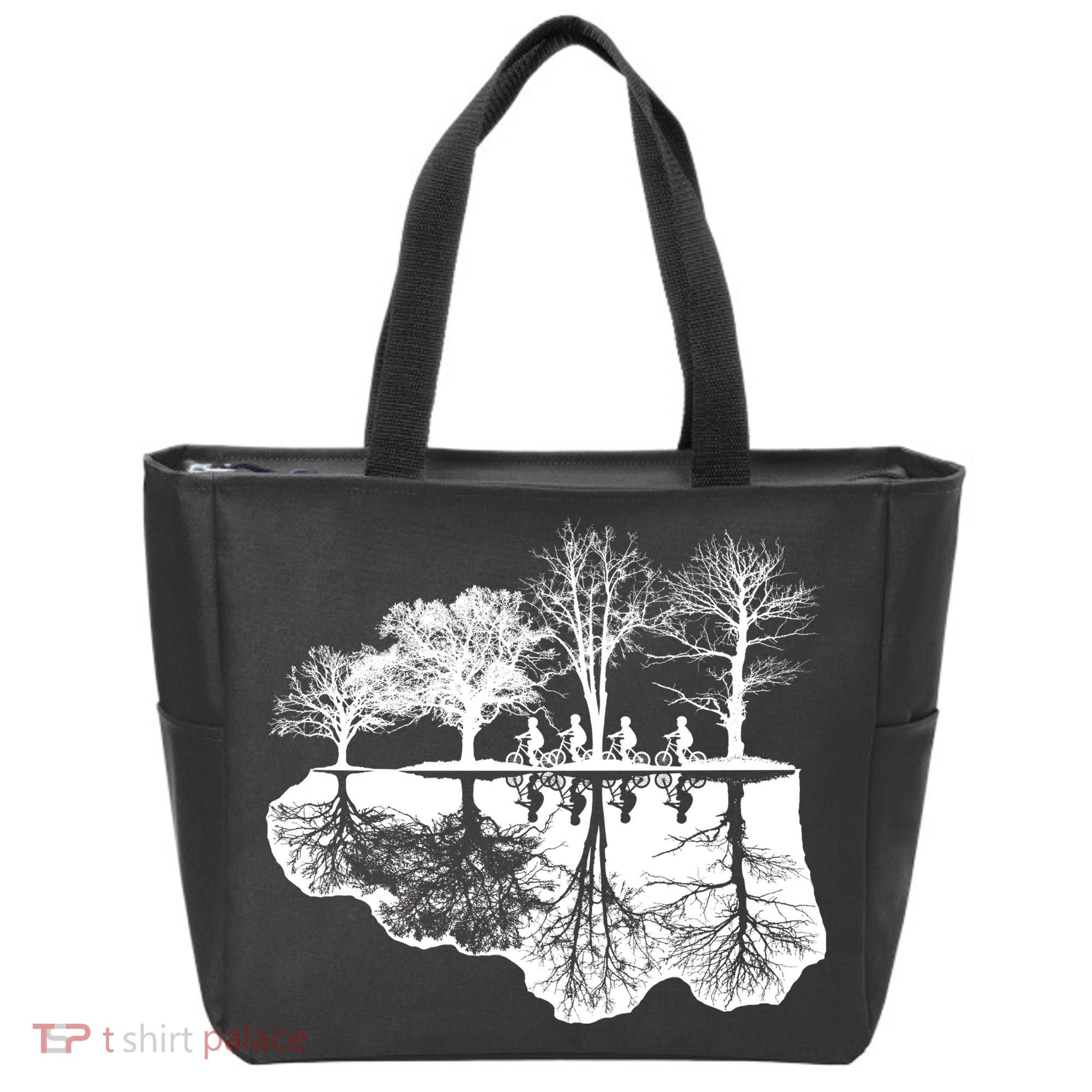 Kids Riding Bikes Through Trees Upside Down Tote Bag
