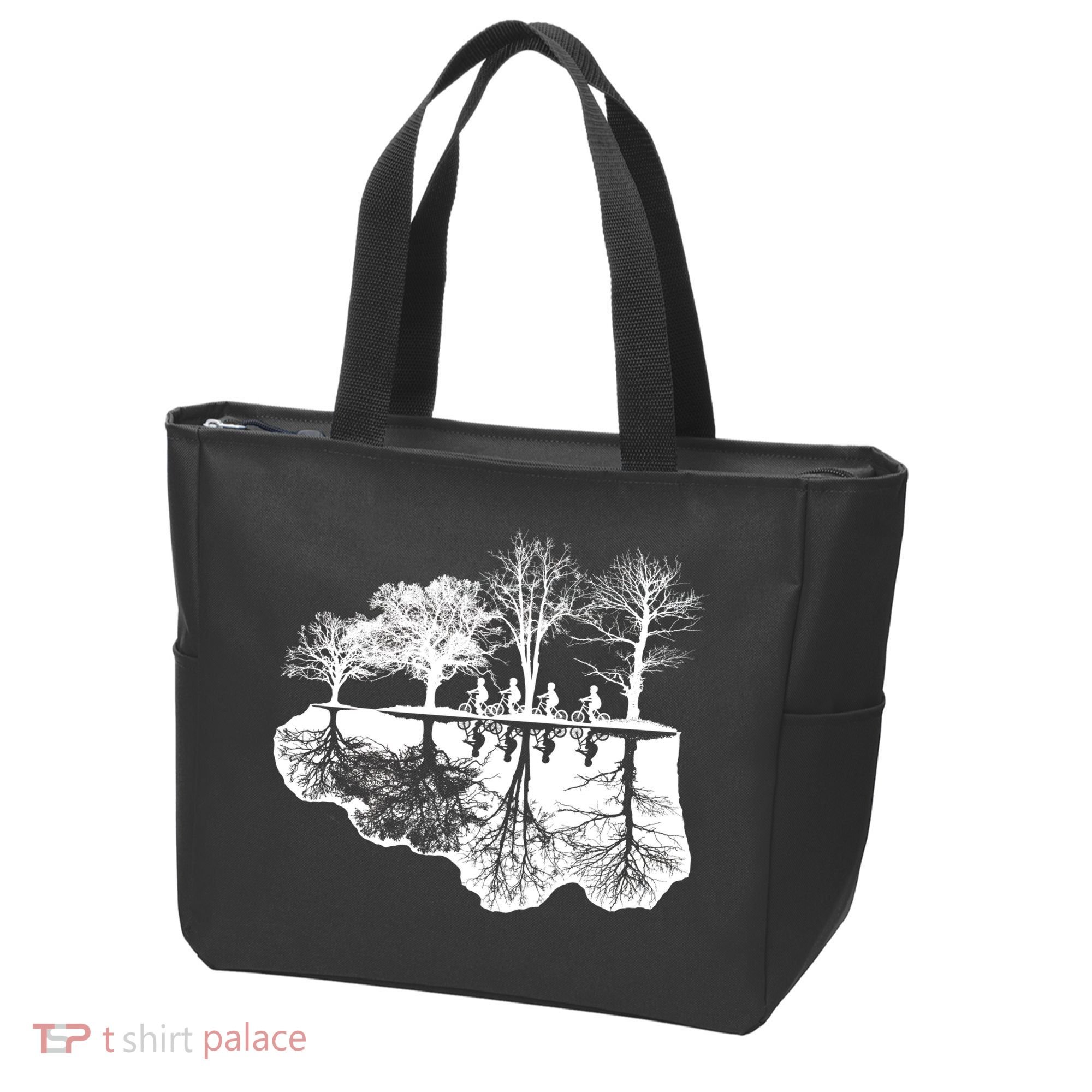 Kids Riding Bikes Through Trees Upside Down Tote Bag
