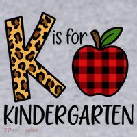 K Is For Kindergarten Teacher Leopard Buffalo Plaid Women's Sweatshirt thumb 2