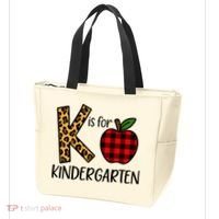 K Is For Kindergarten Teacher Leopard Buffalo Plaid Tote Bag thumb 3