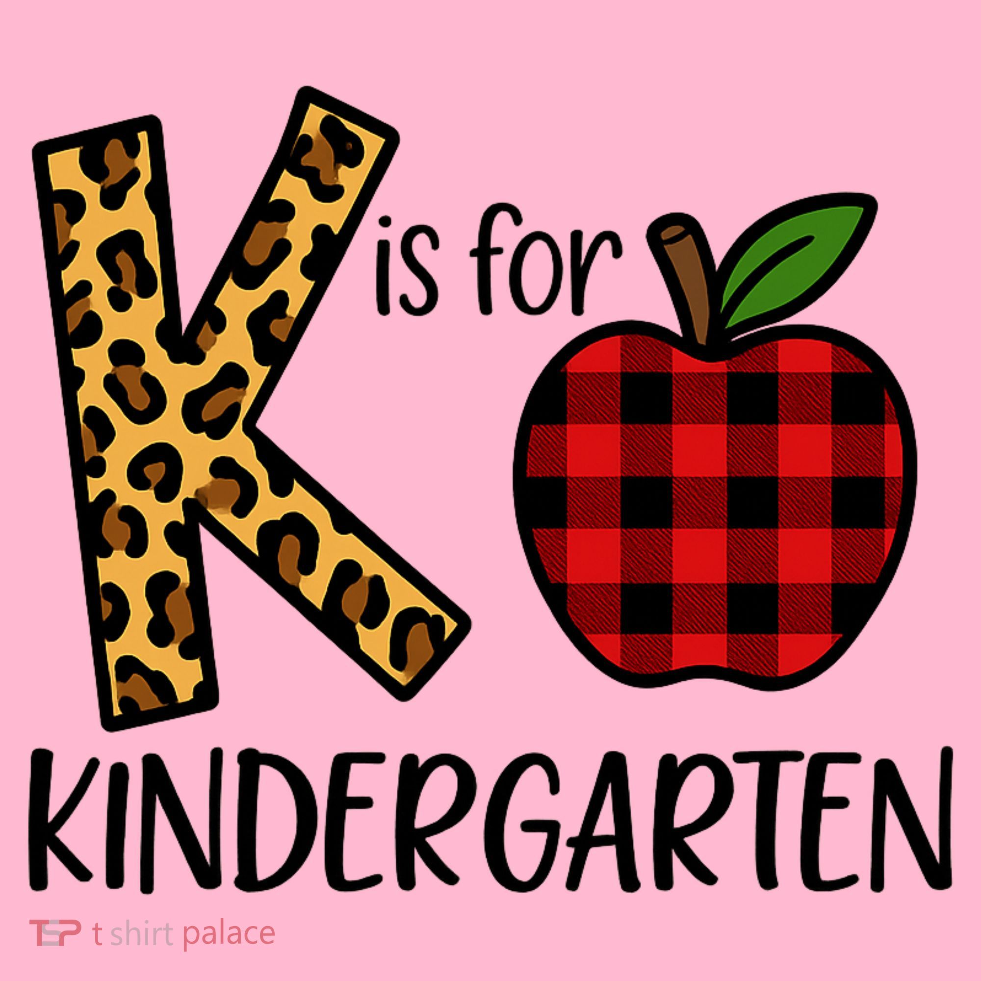 K Is For Kindergarten Teacher Leopard Buffalo Plaid Coaster
