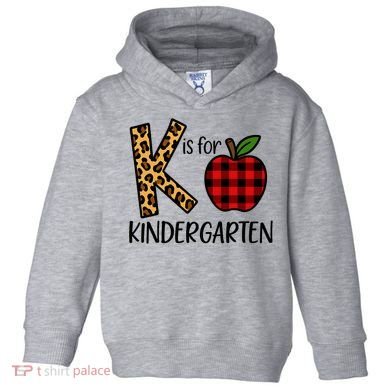 K Is For Kindergarten Teacher Leopard Buffalo Plaid Toddler Hoodie