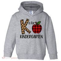 K Is For Kindergarten Teacher Leopard Buffalo Plaid Toddler Hoodie thumb 0