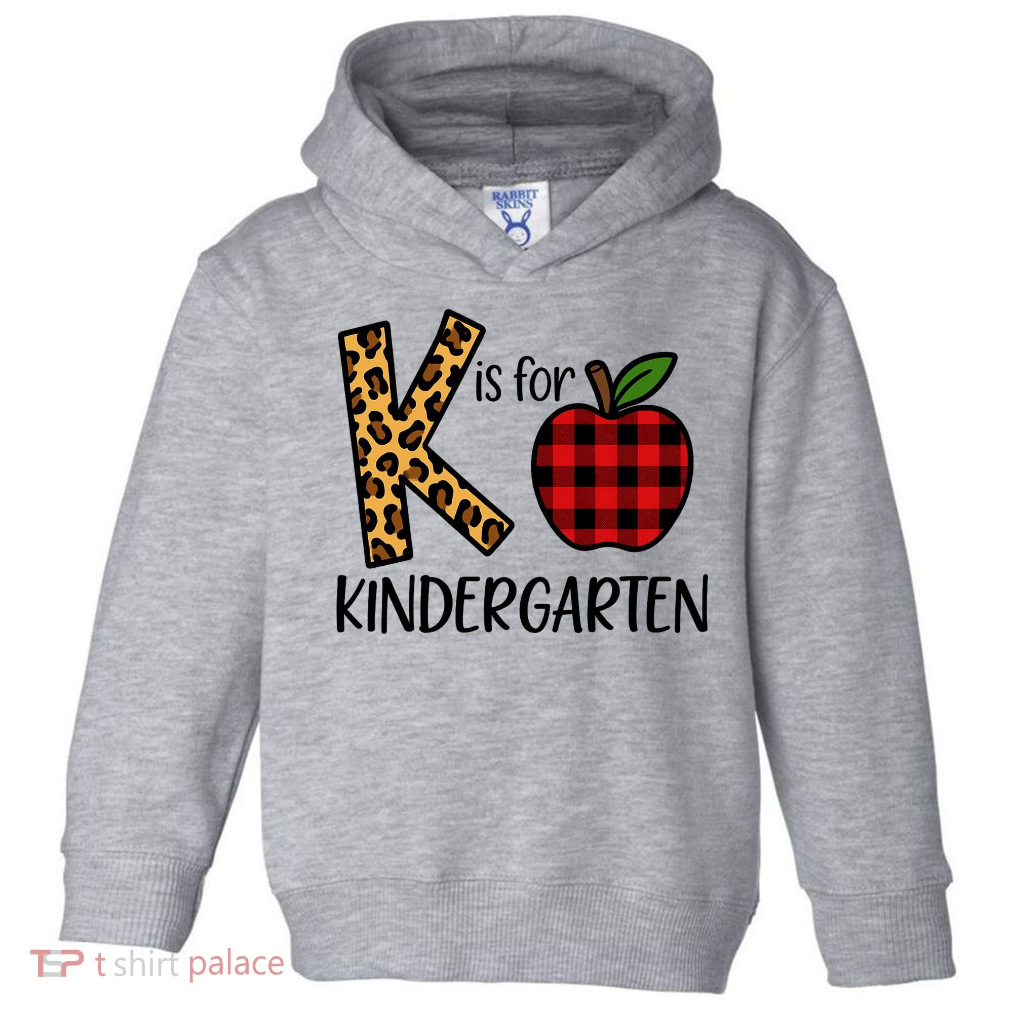 K Is For Kindergarten Teacher Leopard Buffalo Plaid Toddler Hoodie