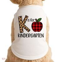 K Is For Kindergarten Teacher Leopard Buffalo Plaid Doggie Tank thumb 0