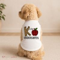 K Is For Kindergarten Teacher Leopard Buffalo Plaid Doggie Tank thumb 2