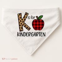 K Is For Kindergarten Teacher Leopard Buffalo Plaid USA-Made Doggie Bandana thumb 0