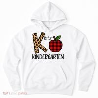 K Is For Kindergarten Teacher Leopard Buffalo Plaid Hoodie thumb 0