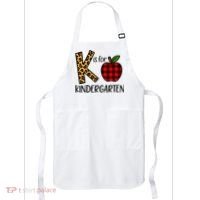K Is For Kindergarten Teacher Leopard Buffalo Plaid Apron thumb 0