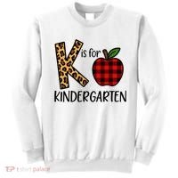 K Is For Kindergarten Teacher Leopard Buffalo Plaid Sweatshirt thumb 0