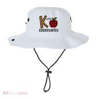 K Is For Kindergarten Teacher Leopard Buffalo Plaid Bucket Hat thumb 0