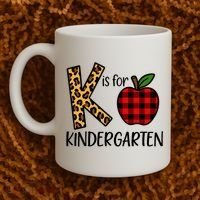 K Is For Kindergarten Teacher Leopard Buffalo Plaid Coffee Mug thumb 2