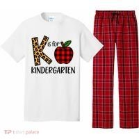 K Is For Kindergarten Teacher Leopard Buffalo Plaid Pajama Set thumb 0