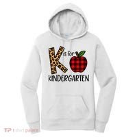 K Is For Kindergarten Teacher Leopard Buffalo Plaid Women's Hoodie thumb 0