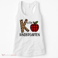 K Is For Kindergarten Teacher Leopard Buffalo Plaid Women's Tank Top thumb 0