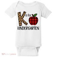 K Is For Kindergarten Teacher Leopard Buffalo Plaid Baby Bodysuit thumb 0