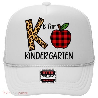 K Is For Kindergarten Teacher Leopard Buffalo Plaid Hat