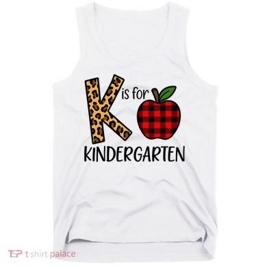 K Is For Kindergarten Teacher Leopard Buffalo Plaid Tank Top