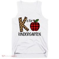K Is For Kindergarten Teacher Leopard Buffalo Plaid Tank Top thumb 0