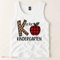 K Is For Kindergarten Teacher Leopard Buffalo Plaid Tank Top thumb 2