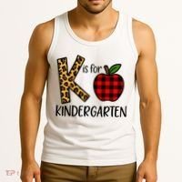 K Is For Kindergarten Teacher Leopard Buffalo Plaid Tank Top thumb 3