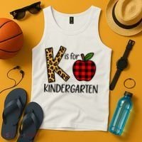 K Is For Kindergarten Teacher Leopard Buffalo Plaid Tank Top thumb 4