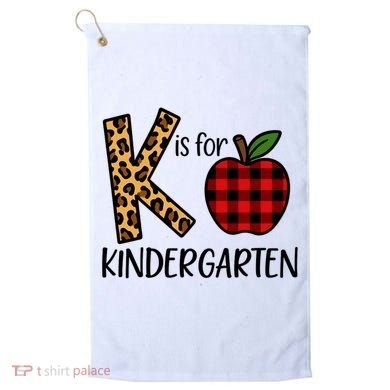 K Is For Kindergarten Teacher Leopard Buffalo Plaid Golf Towel