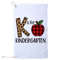 K Is For Kindergarten Teacher Leopard Buffalo Plaid Golf Towel thumb 0