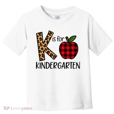 K Is For Kindergarten Teacher Leopard Buffalo Plaid Toddler T-Shirt