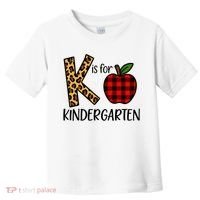 K Is For Kindergarten Teacher Leopard Buffalo Plaid Toddler T-Shirt thumb 0
