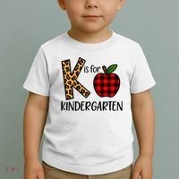 K Is For Kindergarten Teacher Leopard Buffalo Plaid Toddler T-Shirt thumb 2