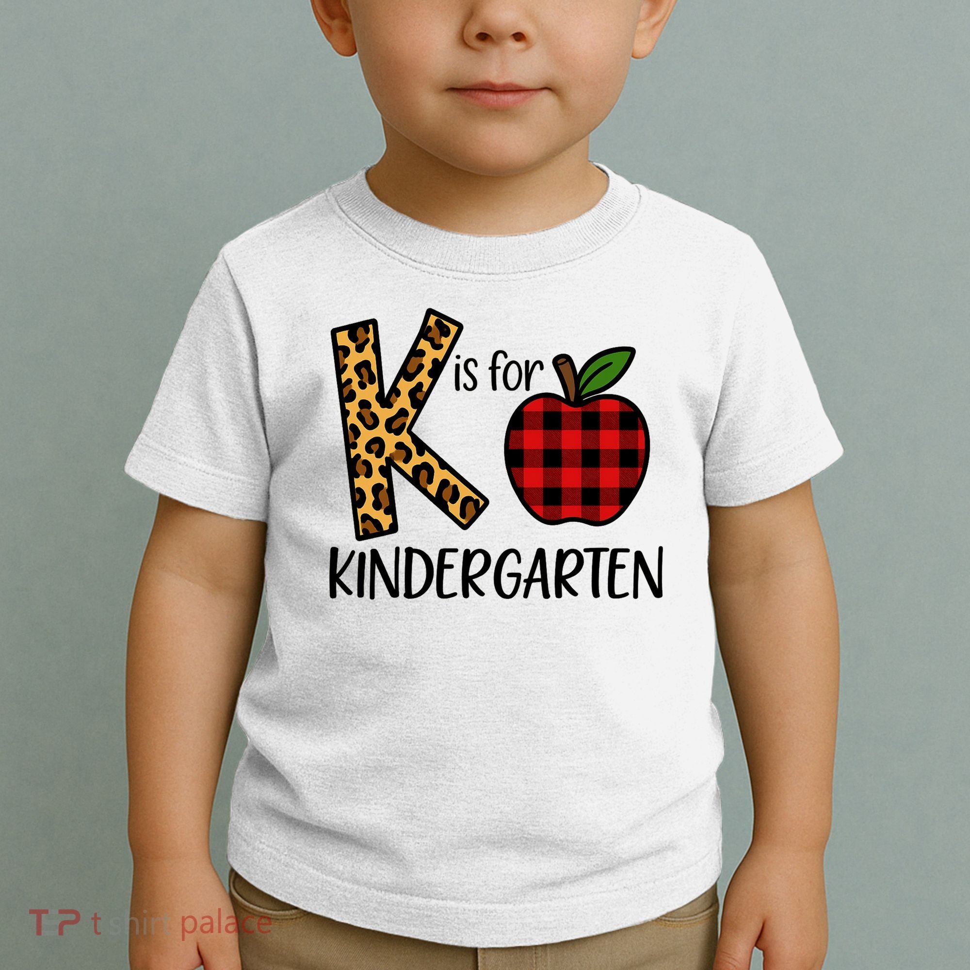 K Is For Kindergarten Teacher Leopard Buffalo Plaid Toddler T-Shirt