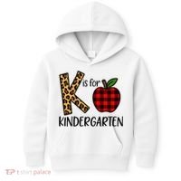 K Is For Kindergarten Teacher Leopard Buffalo Plaid Kids Hoodie thumb 0
