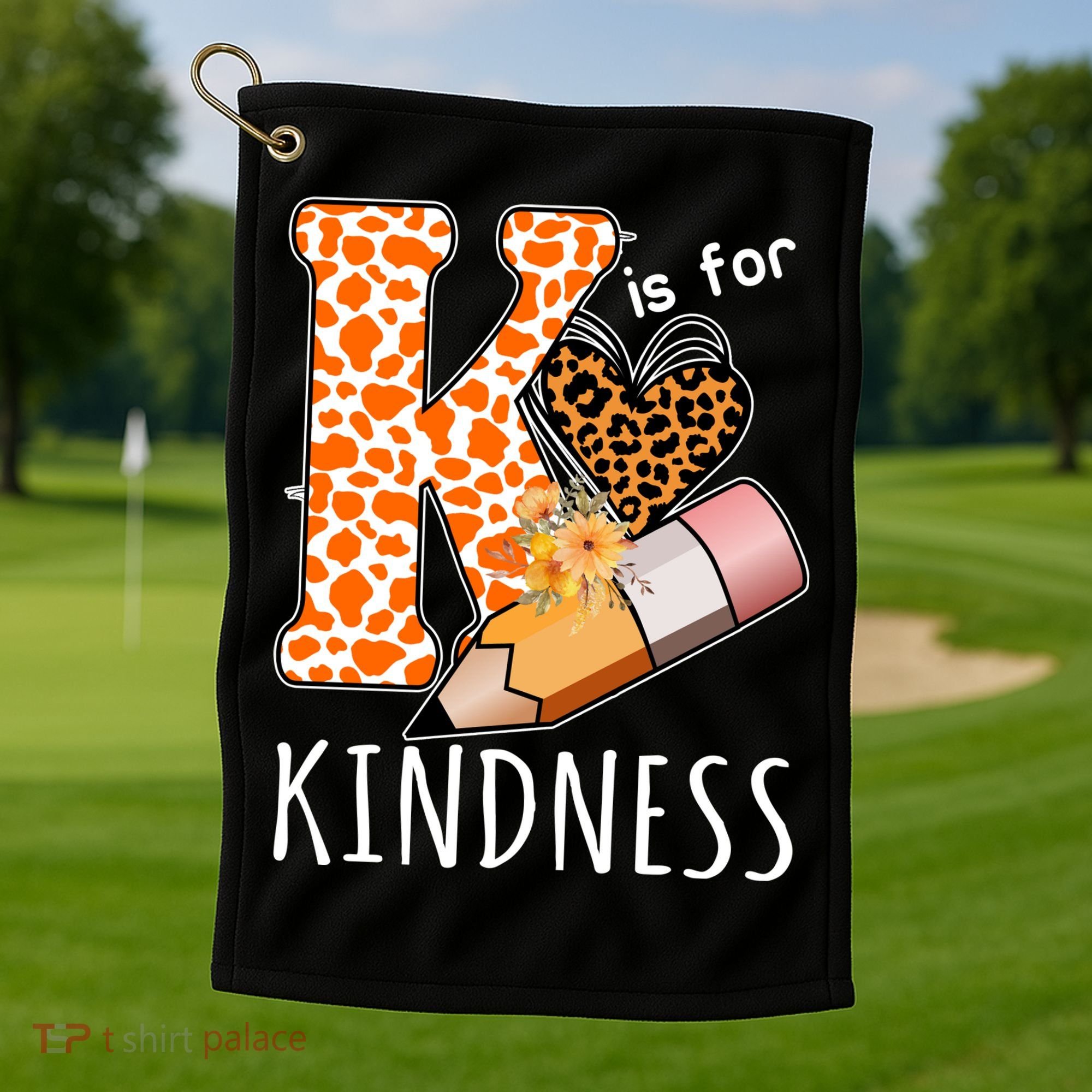 K Is For Kindness Kindergarten Cheetah Golf Towel