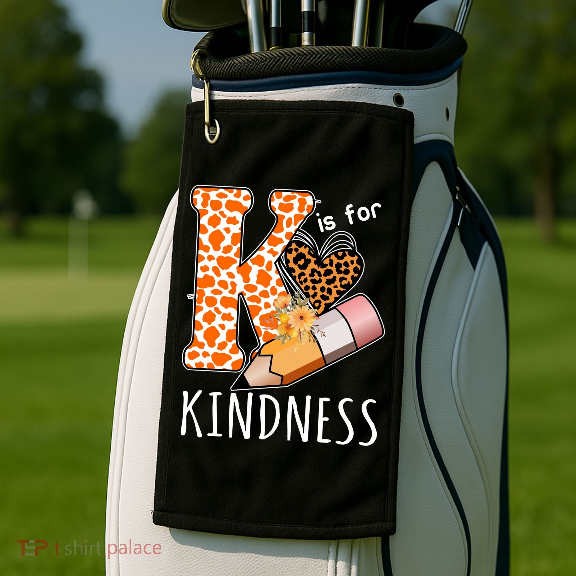 K Is For Kindness Kindergarten Cheetah Golf Towel