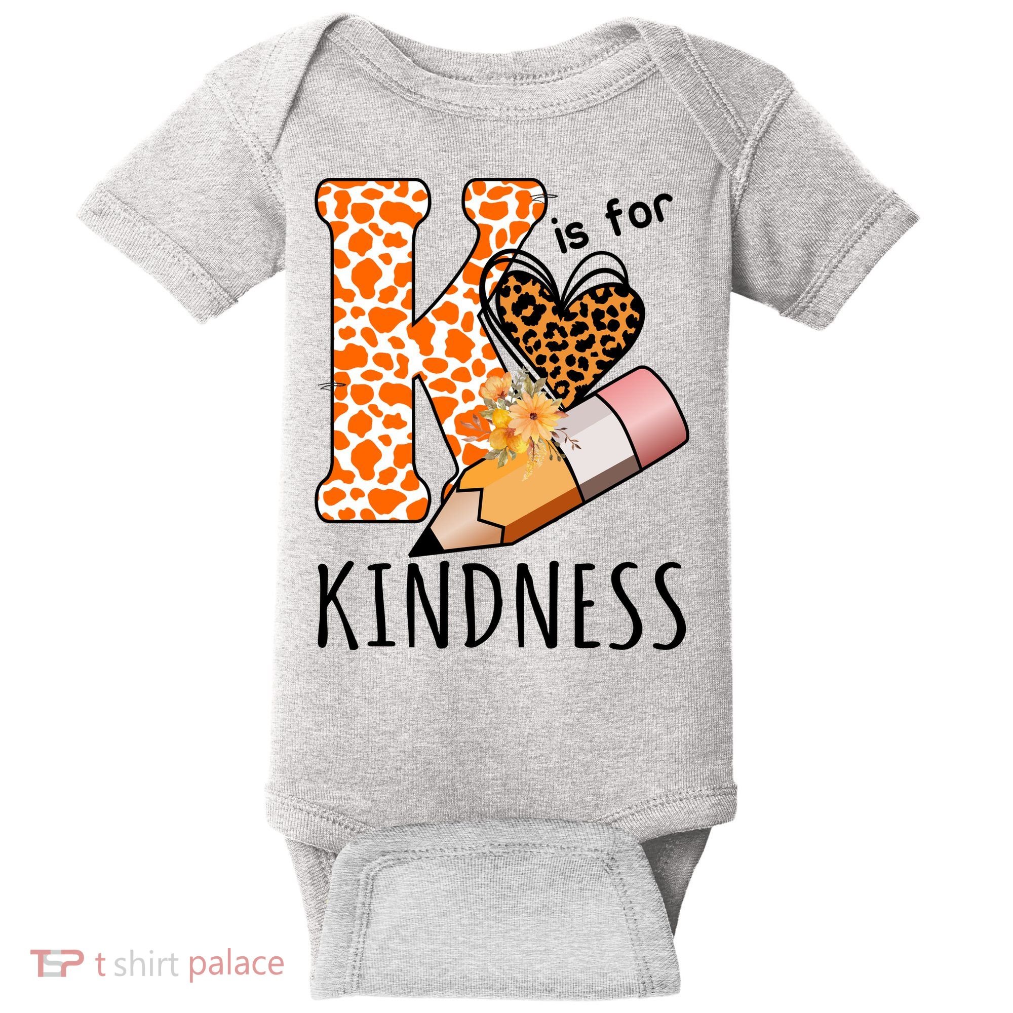 K Is For Kindness Kindergarten Cheetah Baby Bodysuit