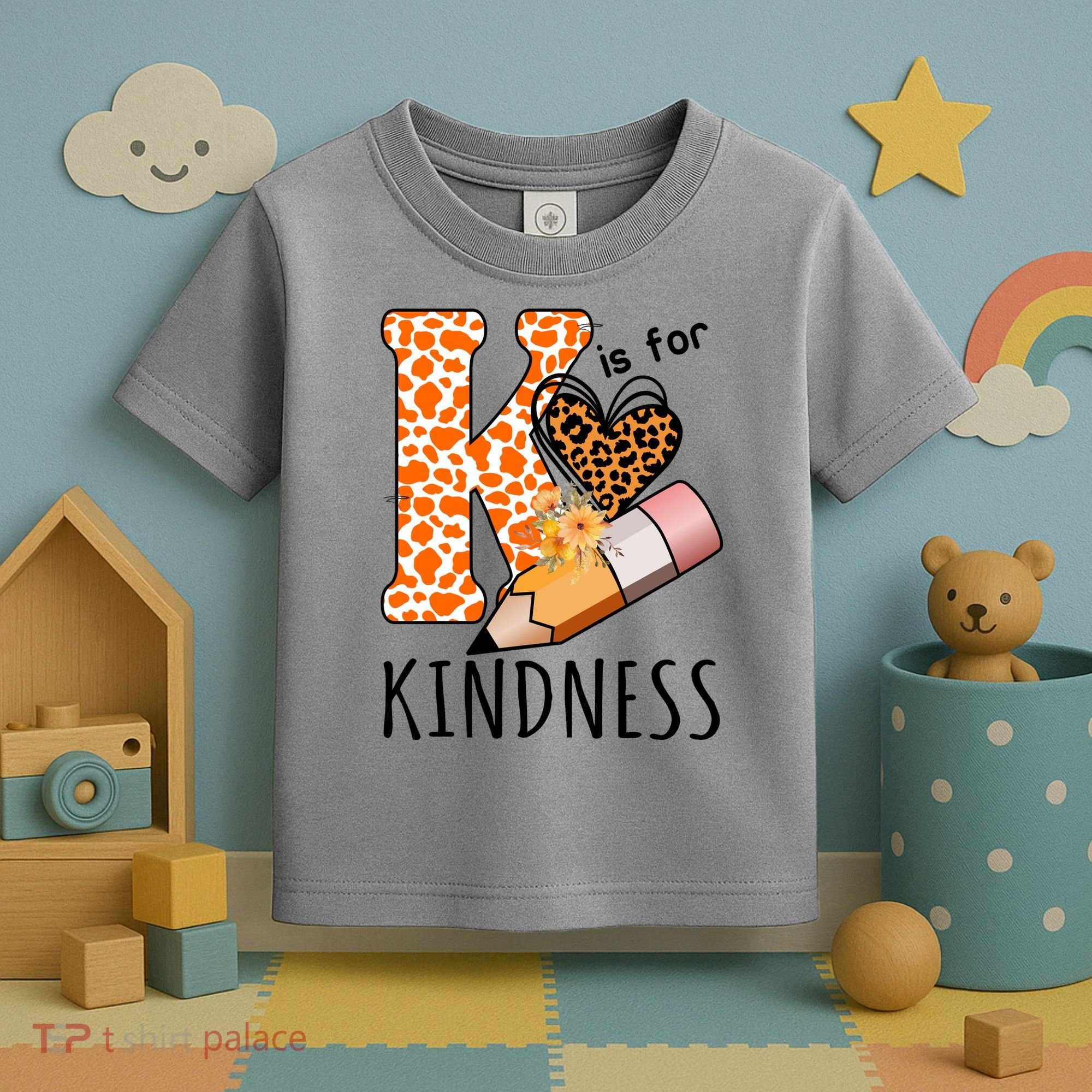 K Is For Kindness Kindergarten Cheetah Toddler T-Shirt