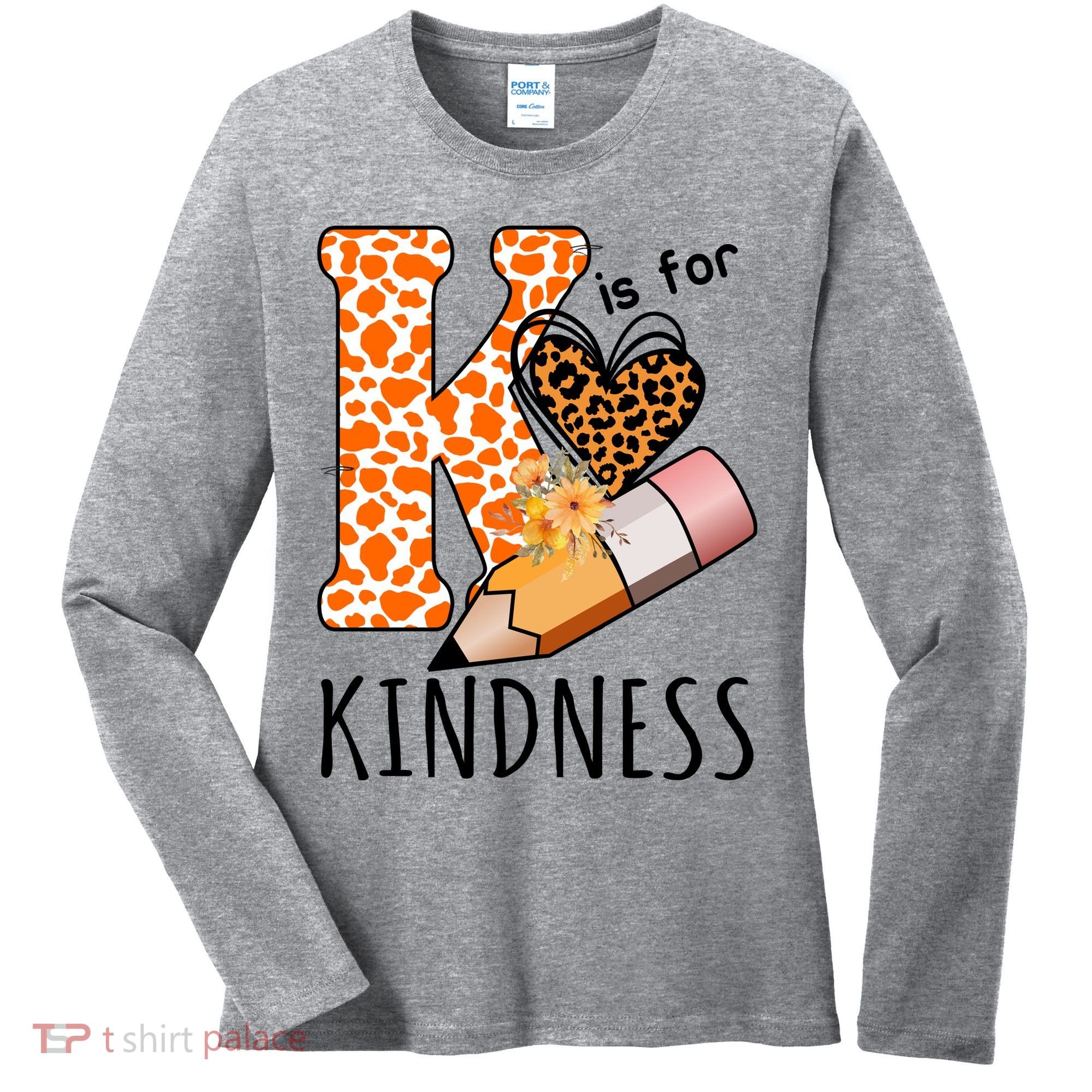 K Is For Kindness Kindergarten Cheetah Women's Long Sleeve Shirt