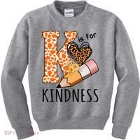 K Is For Kindness Kindergarten Cheetah Kids Sweatshirt thumb 0