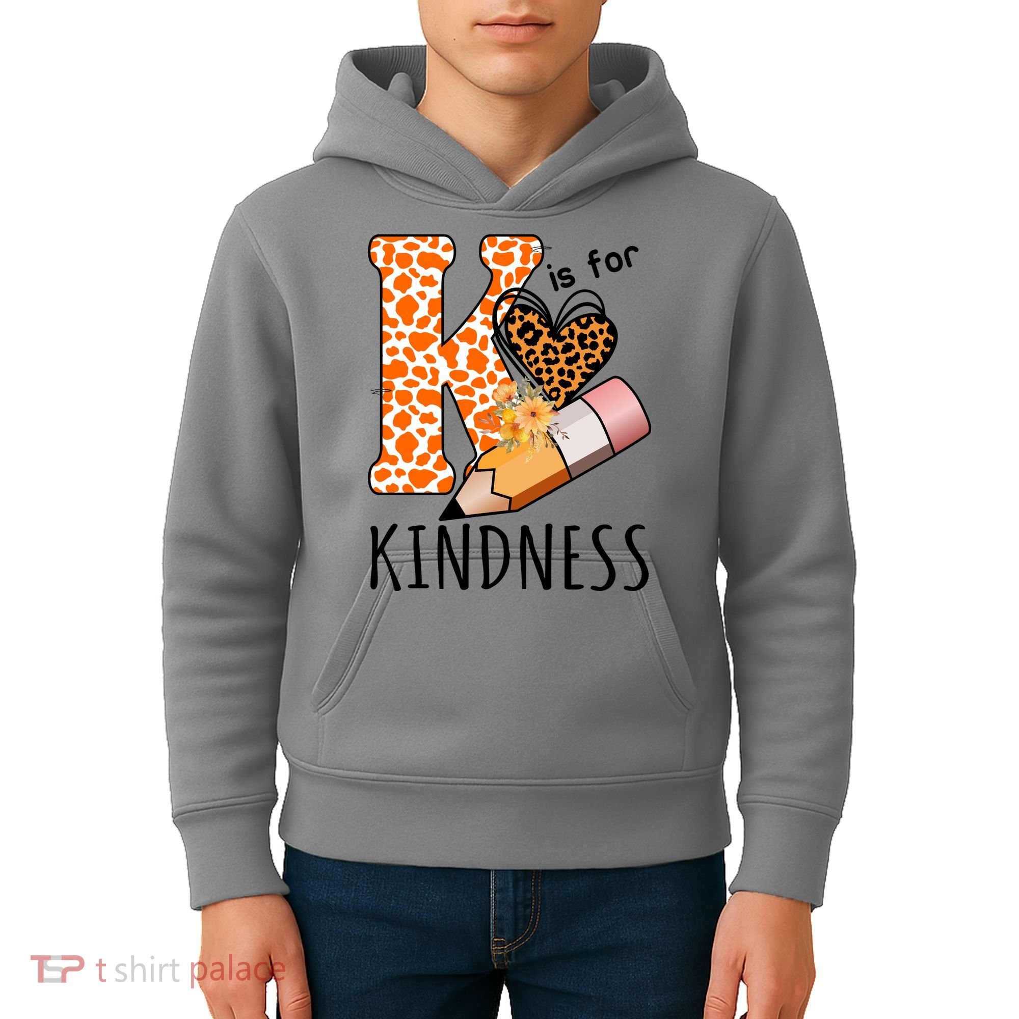 K Is For Kindness Kindergarten Cheetah Kids Hoodie