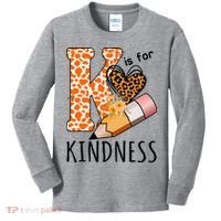 K Is For Kindness Kindergarten Cheetah Kids Long Sleeve Shirt thumb 0