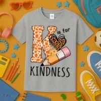 K Is For Kindness Kindergarten Cheetah Kids T-Shirt thumb 3